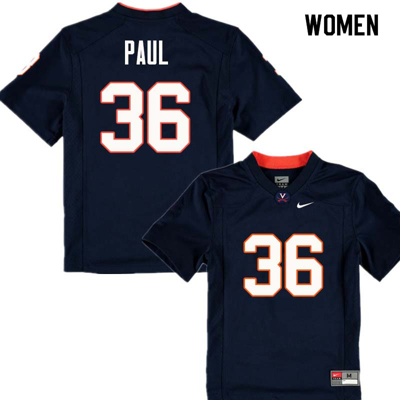 Women #36 Gladimir Paul Virginia Cavaliers College Football Jerseys Sale-Navy - Click Image to Close